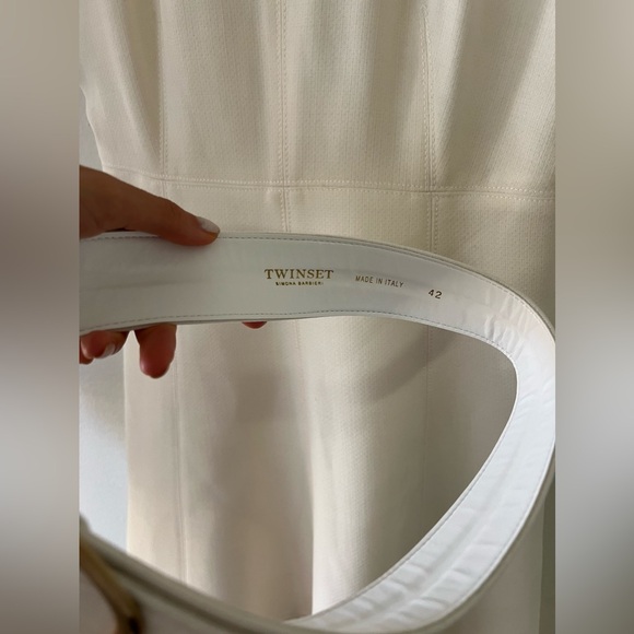 NWT Twinset Simona Barbieri belted dress in cream size S - Picture 13 of 15